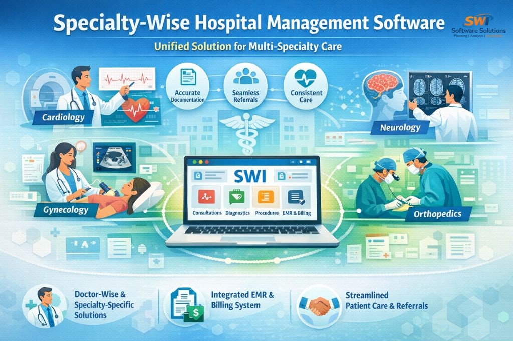 Specialty-Wise Hospital Management Software – SWI Software Solutions Specialty-wise hospital management software for multi-specialty care with EMR, billing, referrals and clinical documentation